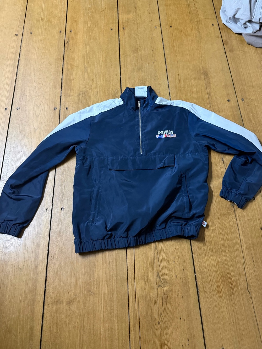K-Swiss Navy and White Half-Zip Windshirt